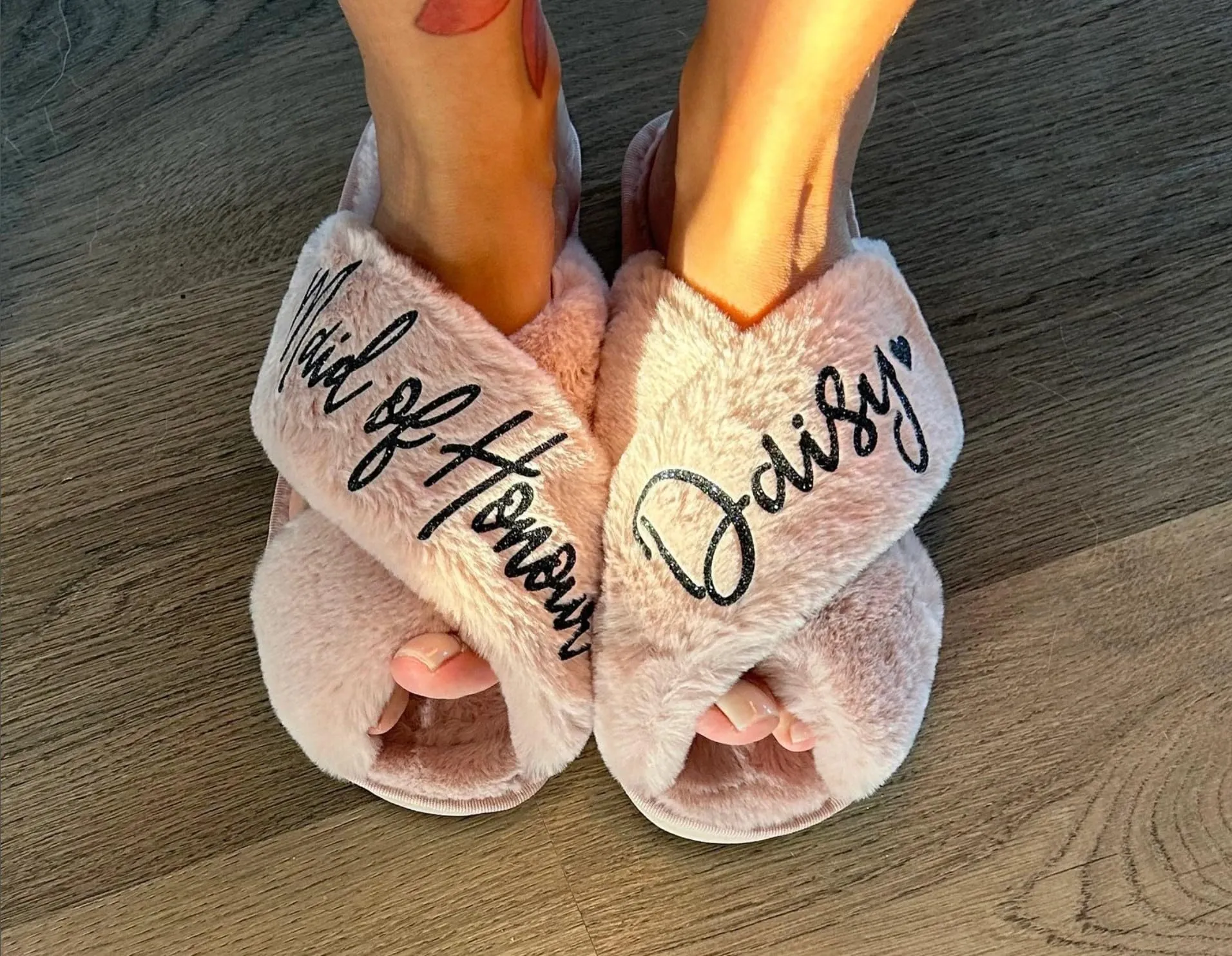 Personalized Fluffy Slippers - Christmas Gifts for Women - Bridal Party Gifts - Personalized Christmas Gift Box Ideas for Mom, Girlfriend - Bridesmaid Slippers Gifts