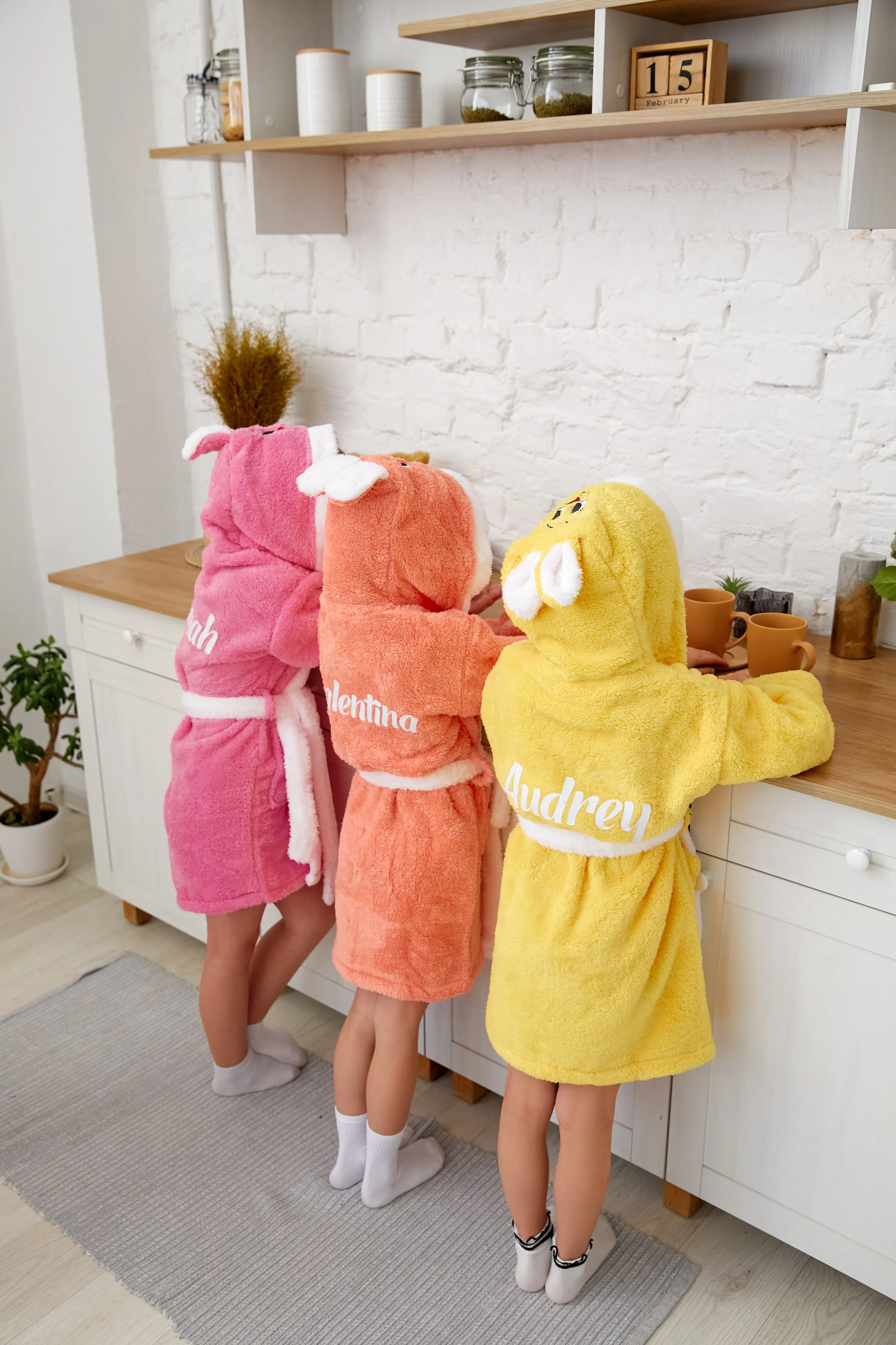 Personalized Rabbit Hooded Bathrobes for Kids - Script Glitter