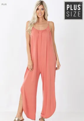 PLUS SIZE " Vacation Me" Jumpsuit w/ Side Split