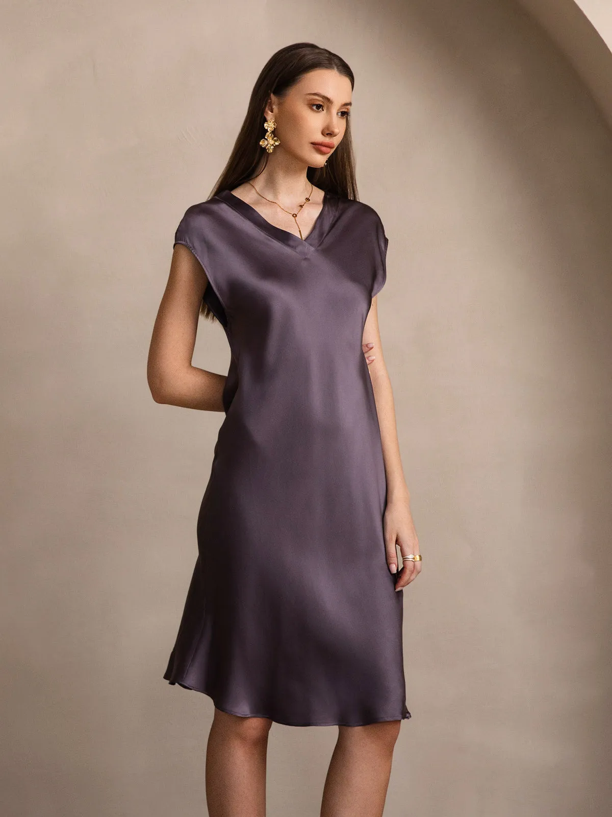 Pure Silk Elegant V-Neck Nightgown