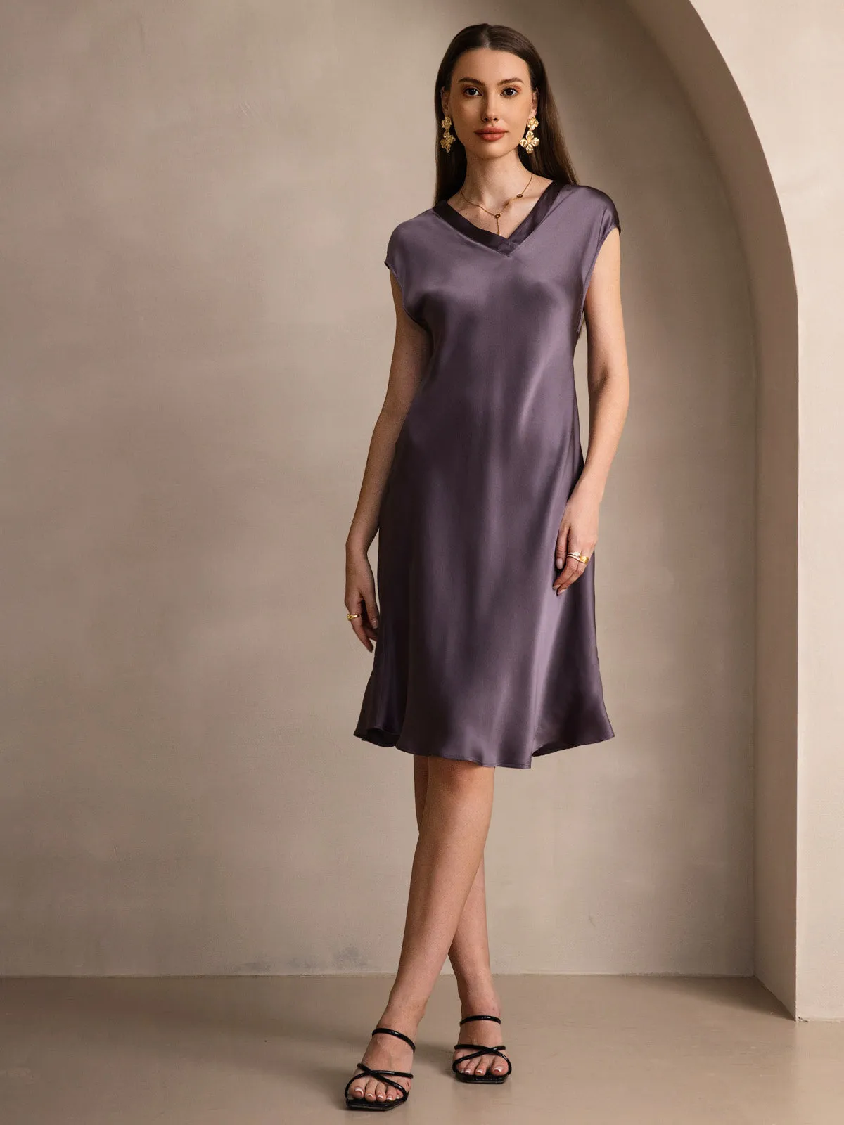 Pure Silk Elegant V-Neck Nightgown