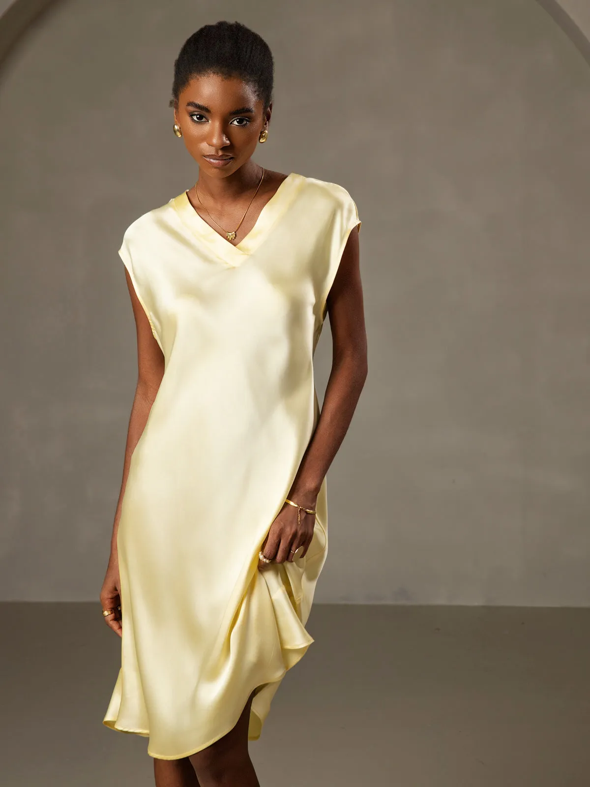 Pure Silk Elegant V-Neck Nightgown