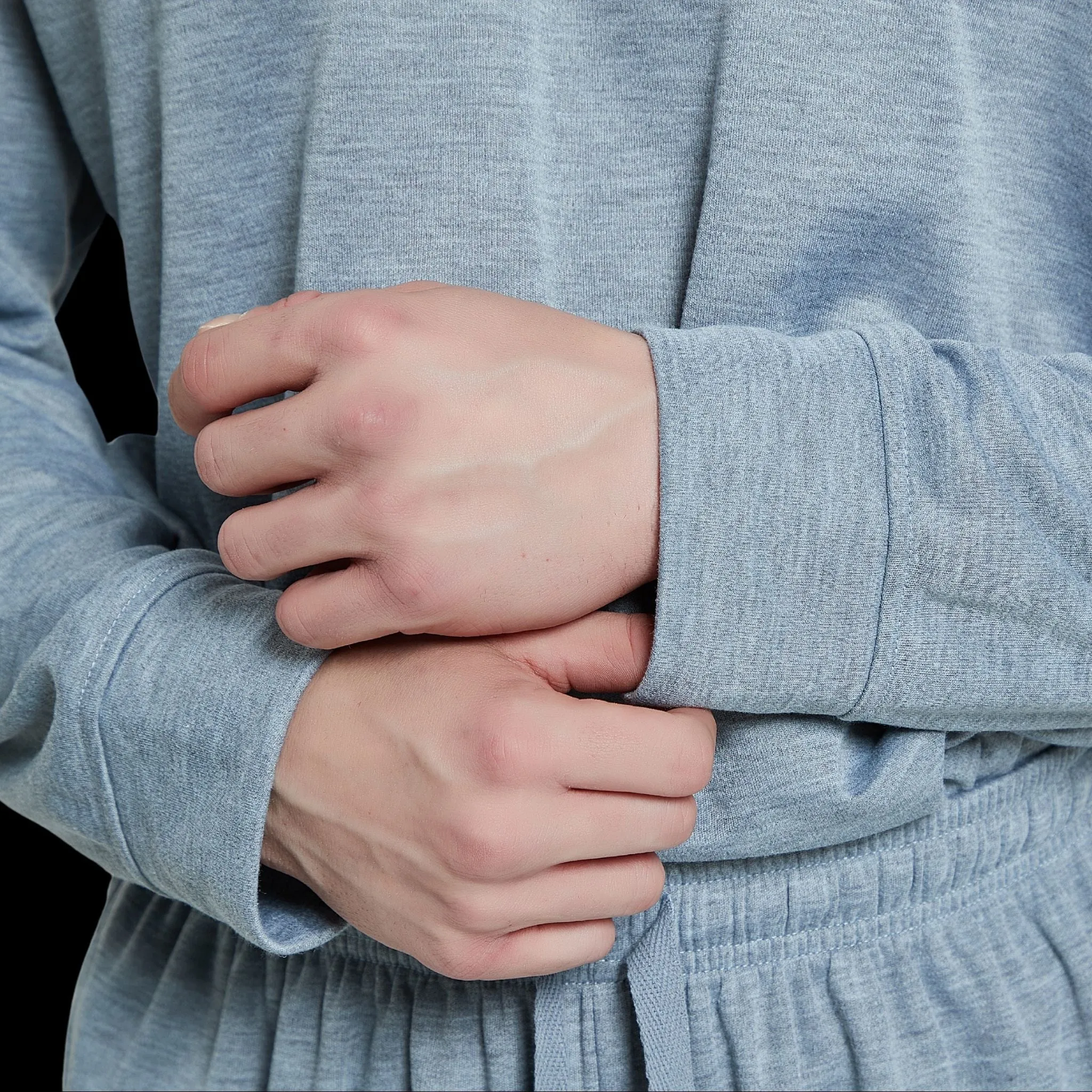 Pyjama Sets with Gray Cuffed Sleeves and Matching Bottoms