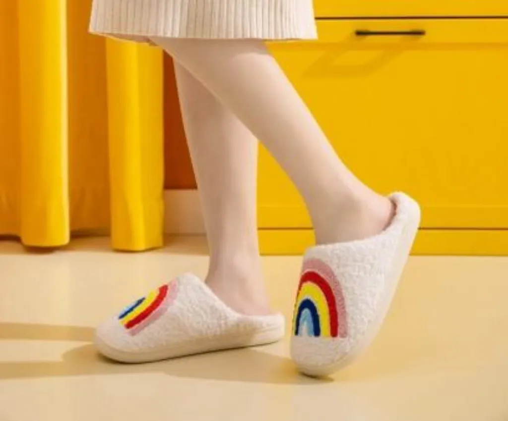 Rainbow Fluffy House Slipper