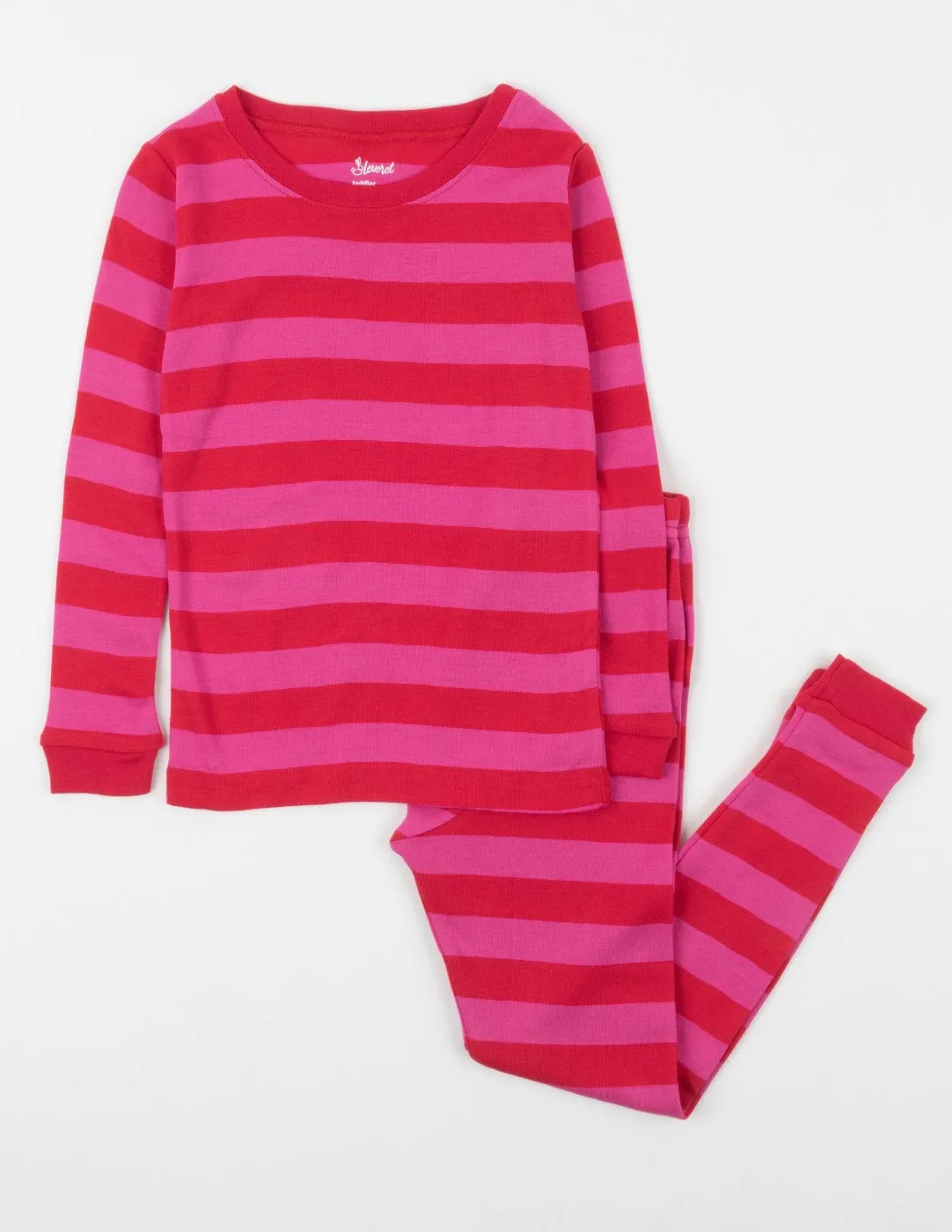 Red & Pink Stripes Matching Family Pajama Set