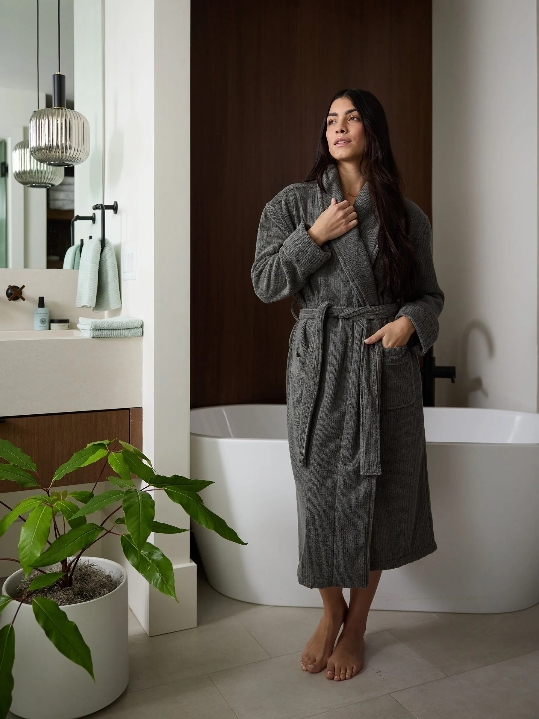 Ribbed Terry Bath Robe