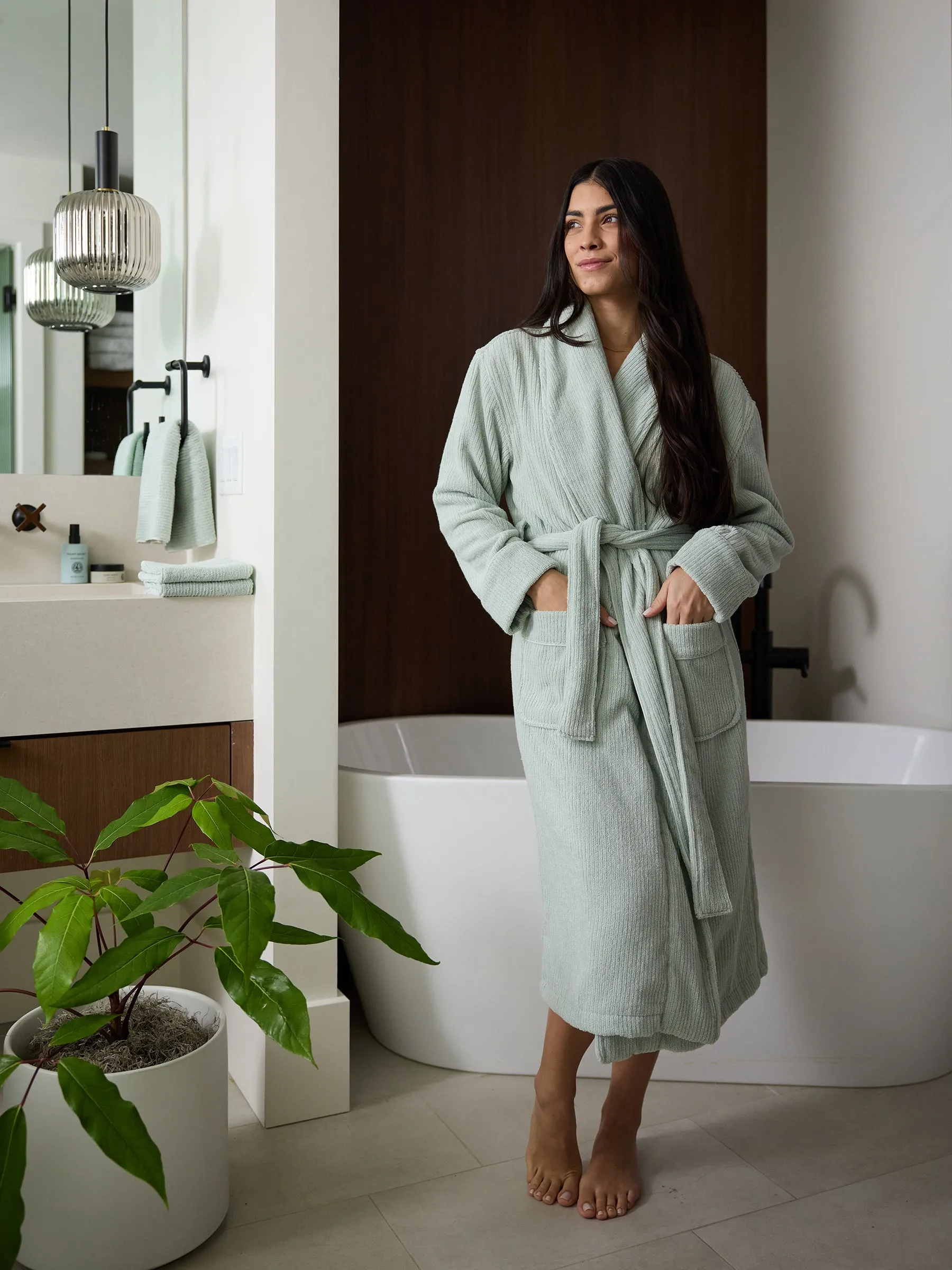 Ribbed Terry Bath Robe