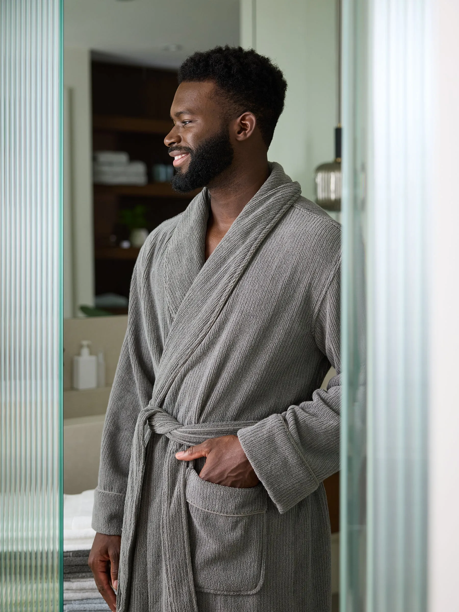 Ribbed Terry Bath Robe