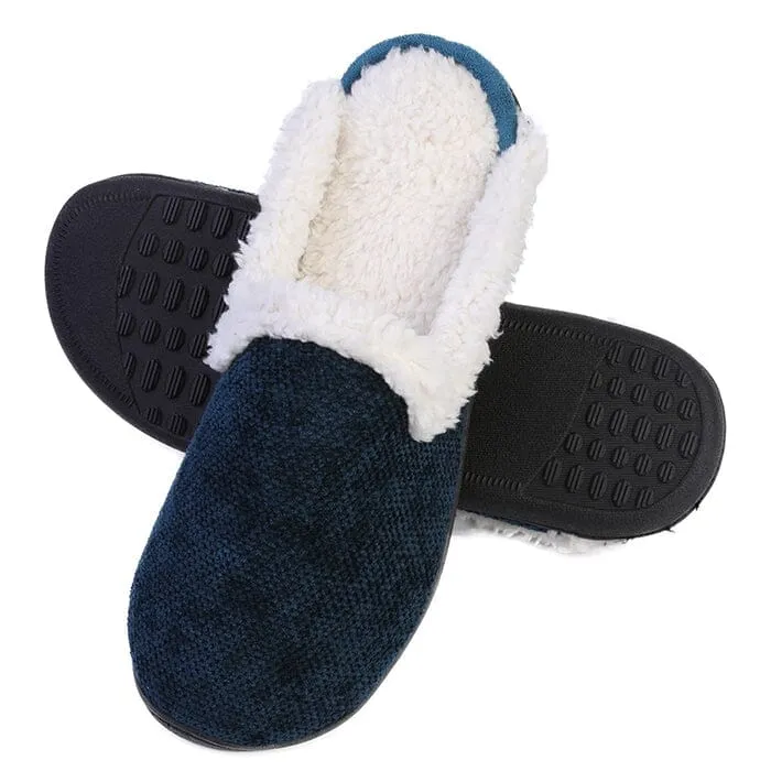 Roxoni Women's Memory Foam House Fleece Trim Knit Sweater Slipper