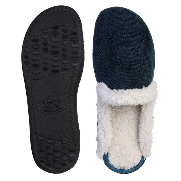 Roxoni Women's Memory Foam House Fleece Trim Knit Sweater Slipper