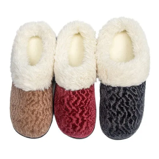 Roxoni Women's Soft Indoor Outdoor Suede Furr Clog Slippers