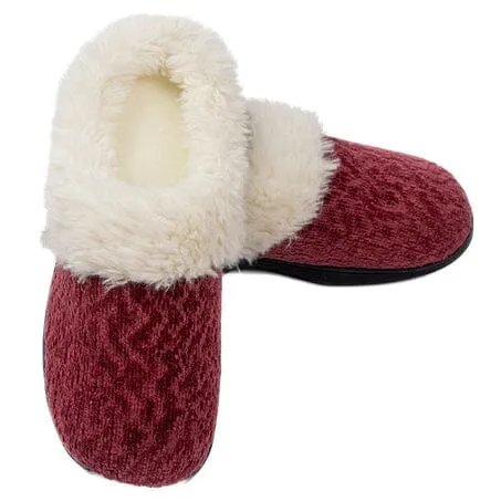 Roxoni Women's Soft Indoor Outdoor Suede Furr Clog Slippers