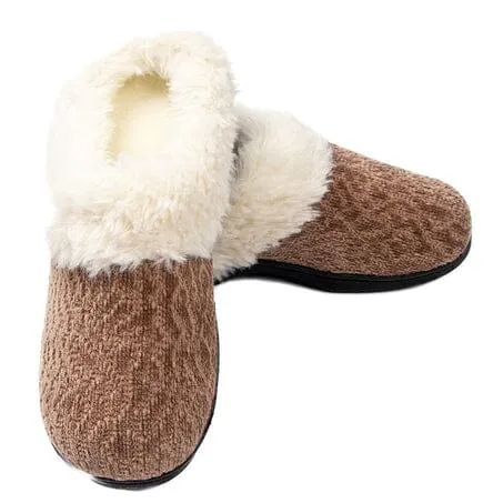 Roxoni Women's Soft Indoor Outdoor Suede Furr Clog Slippers