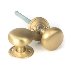 Satin Brass Mushroom Mortice/Rim Knob Set | From The Anvil