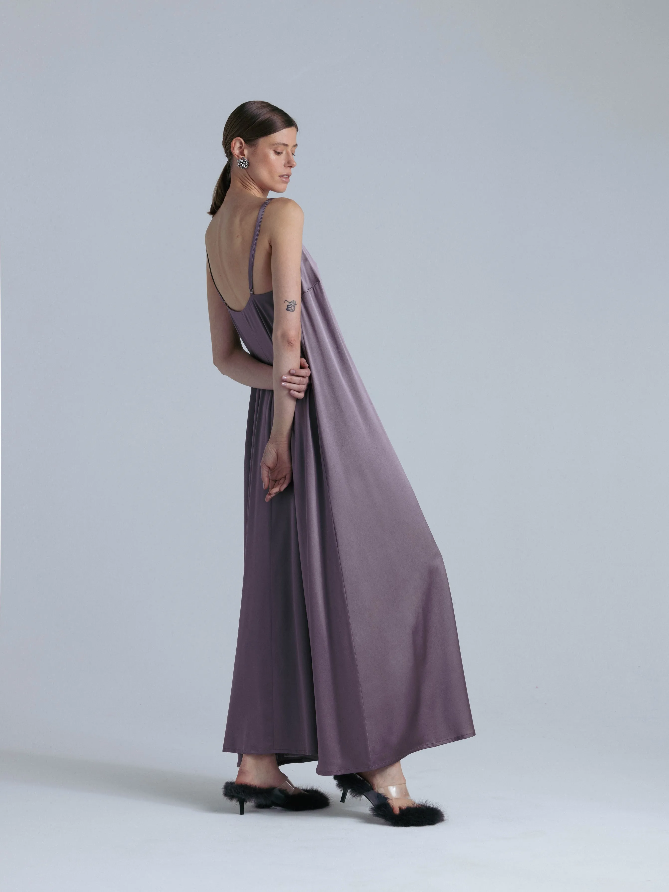 Silk Maxi Dress 'Aphrodite' in Noble Purple