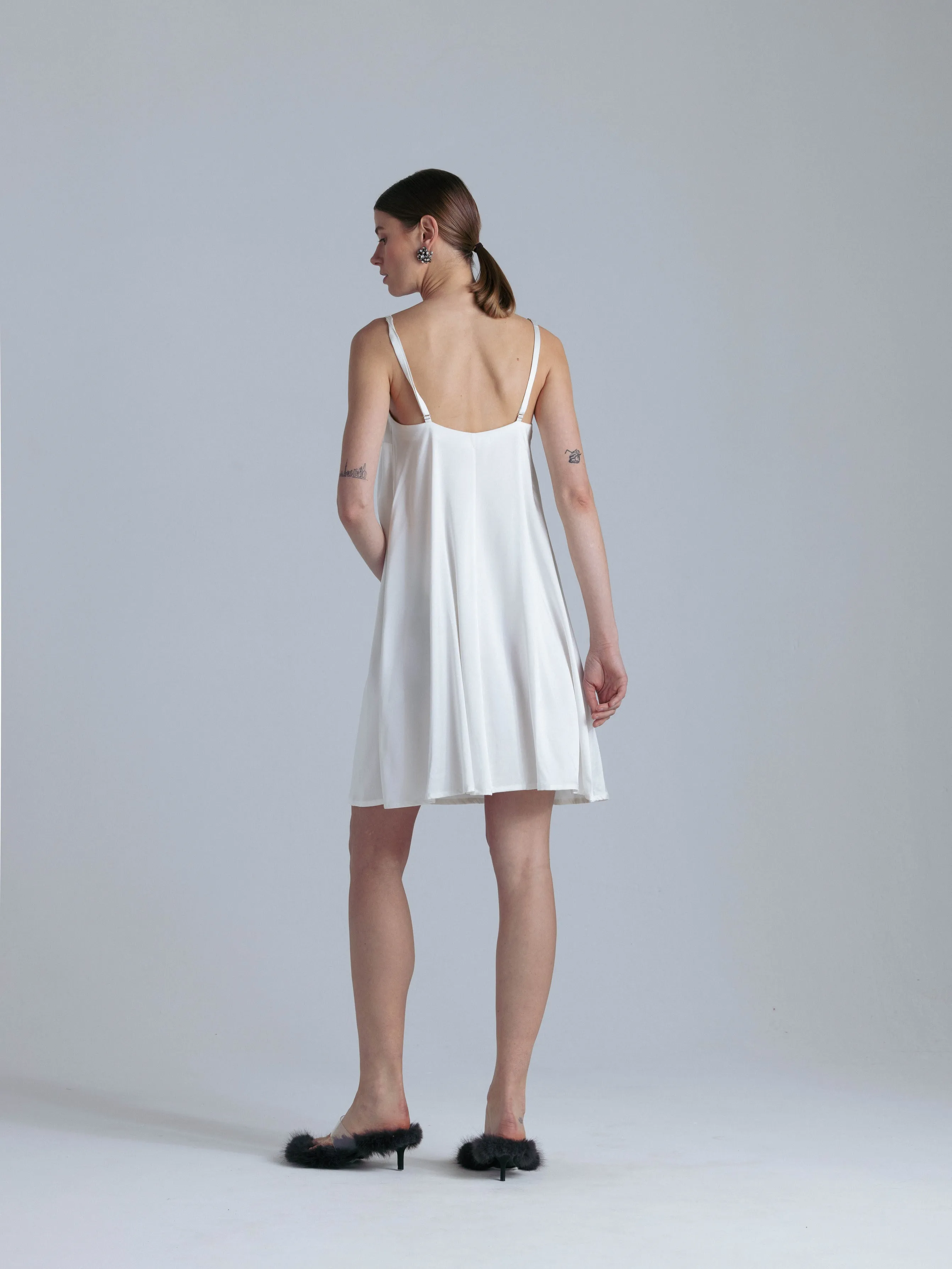 Silk Midi Dress 'Aphrodite' in Milk White