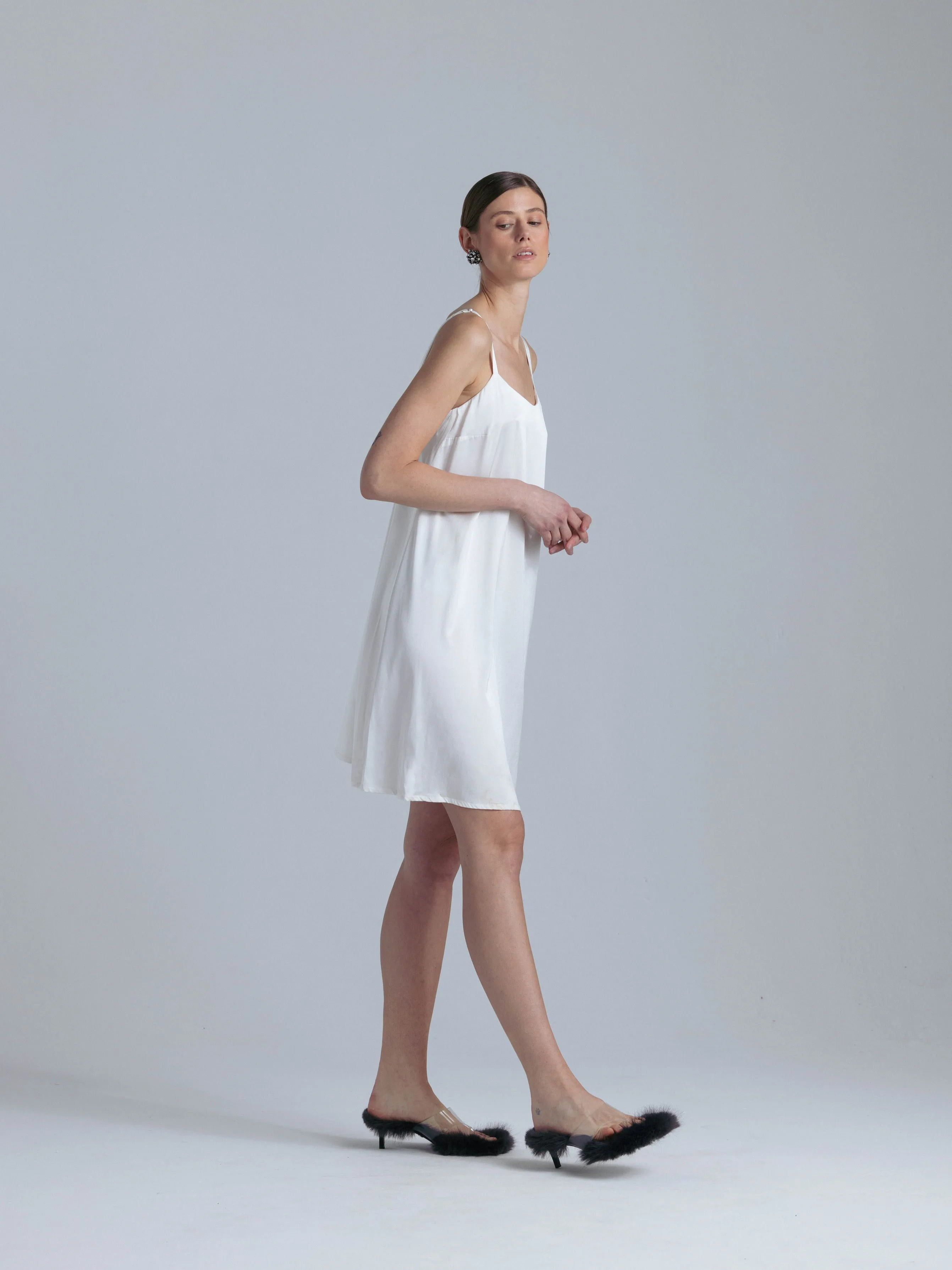 Silk Midi Dress 'Aphrodite' in Milk White