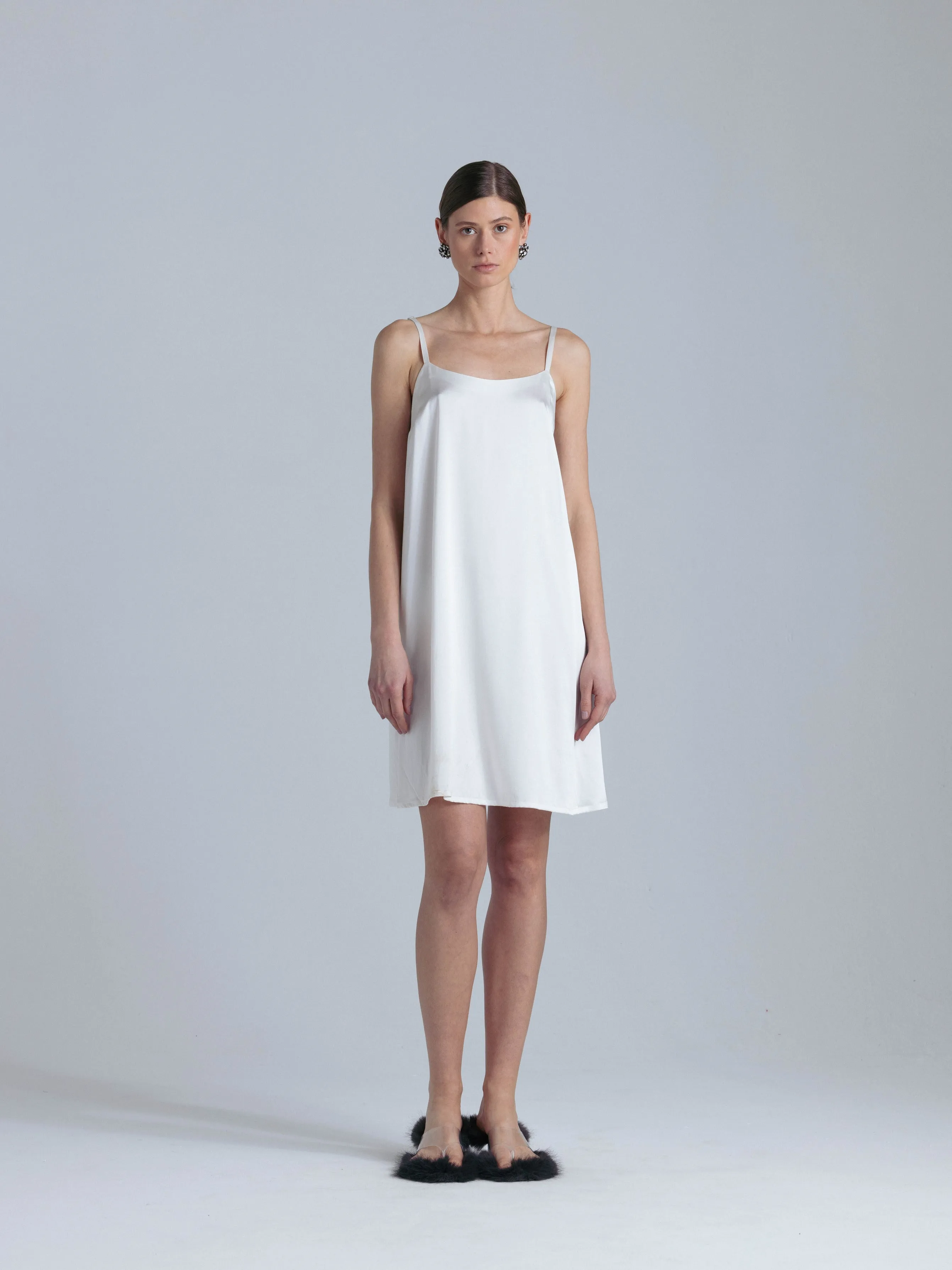 Silk Midi Dress 'Aphrodite' in Milk White