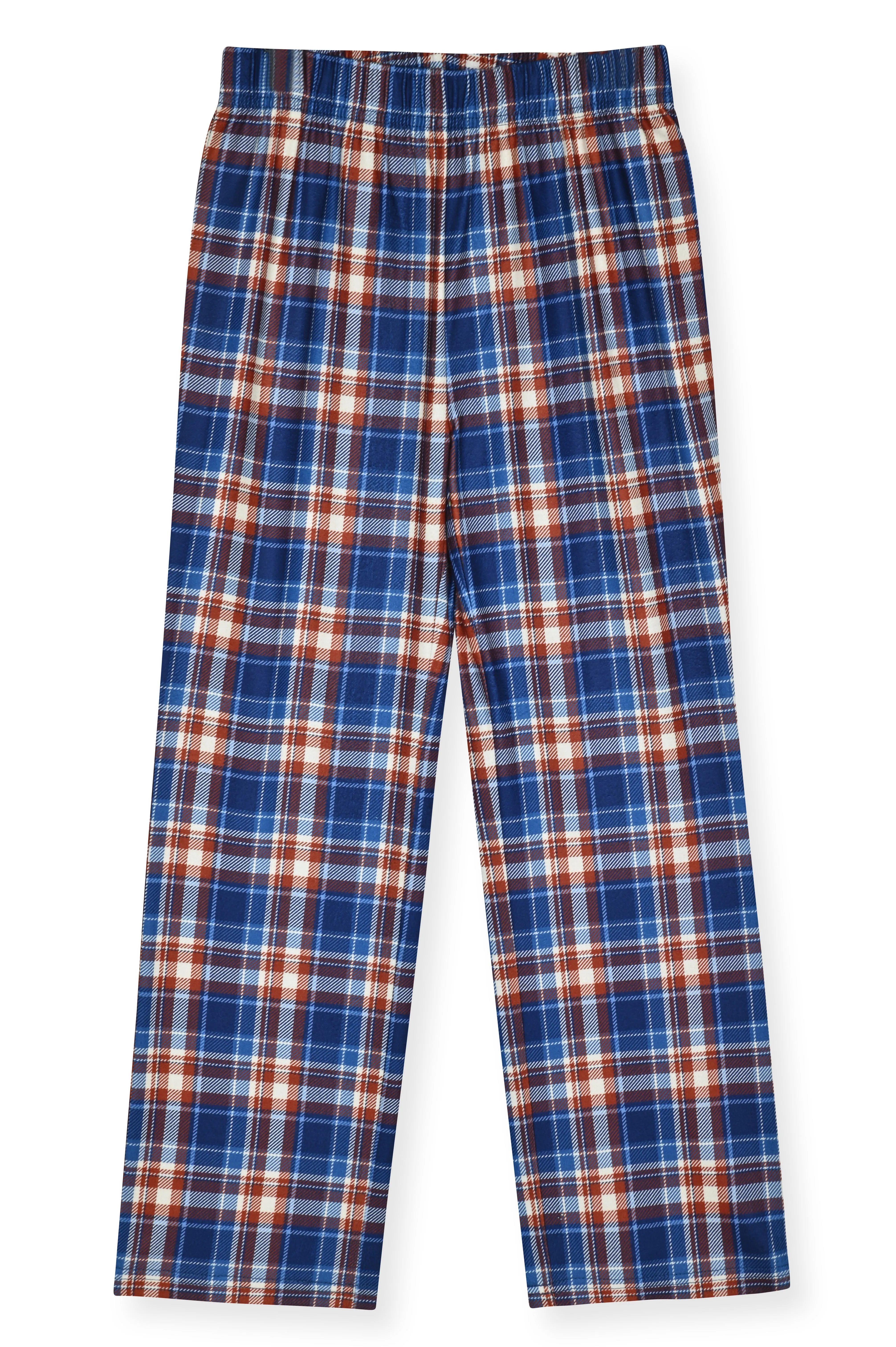 Sleep On It Boys 2-Piece Brushed Jersey Plaid Pajama Sets - Brown