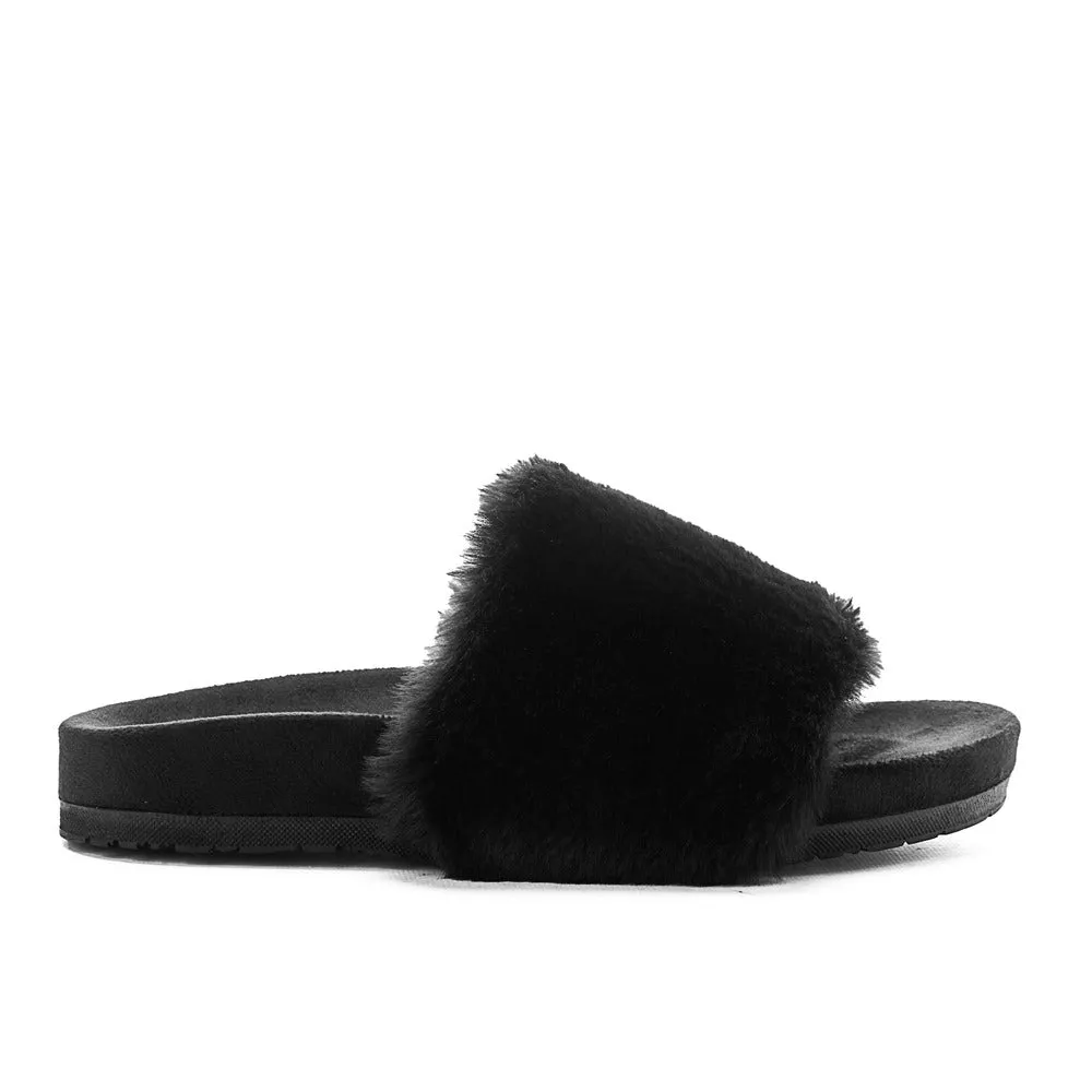 Snuggs Fuzzy Slipper Black