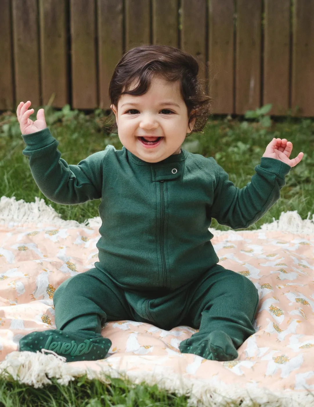 Solid Color Dark Green Matching Family Pajama Set