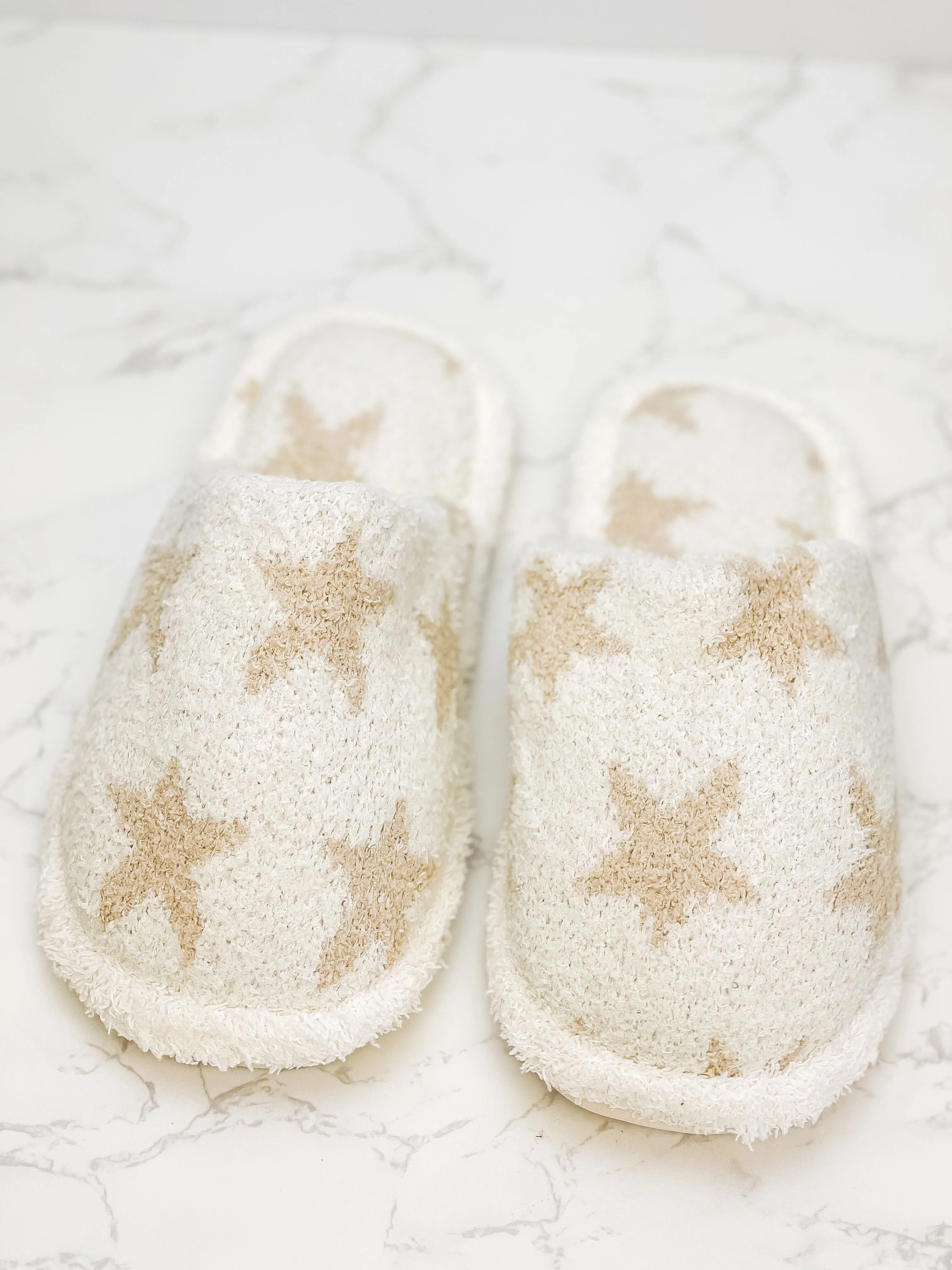 Star Fuzzy Slippers - Ivory