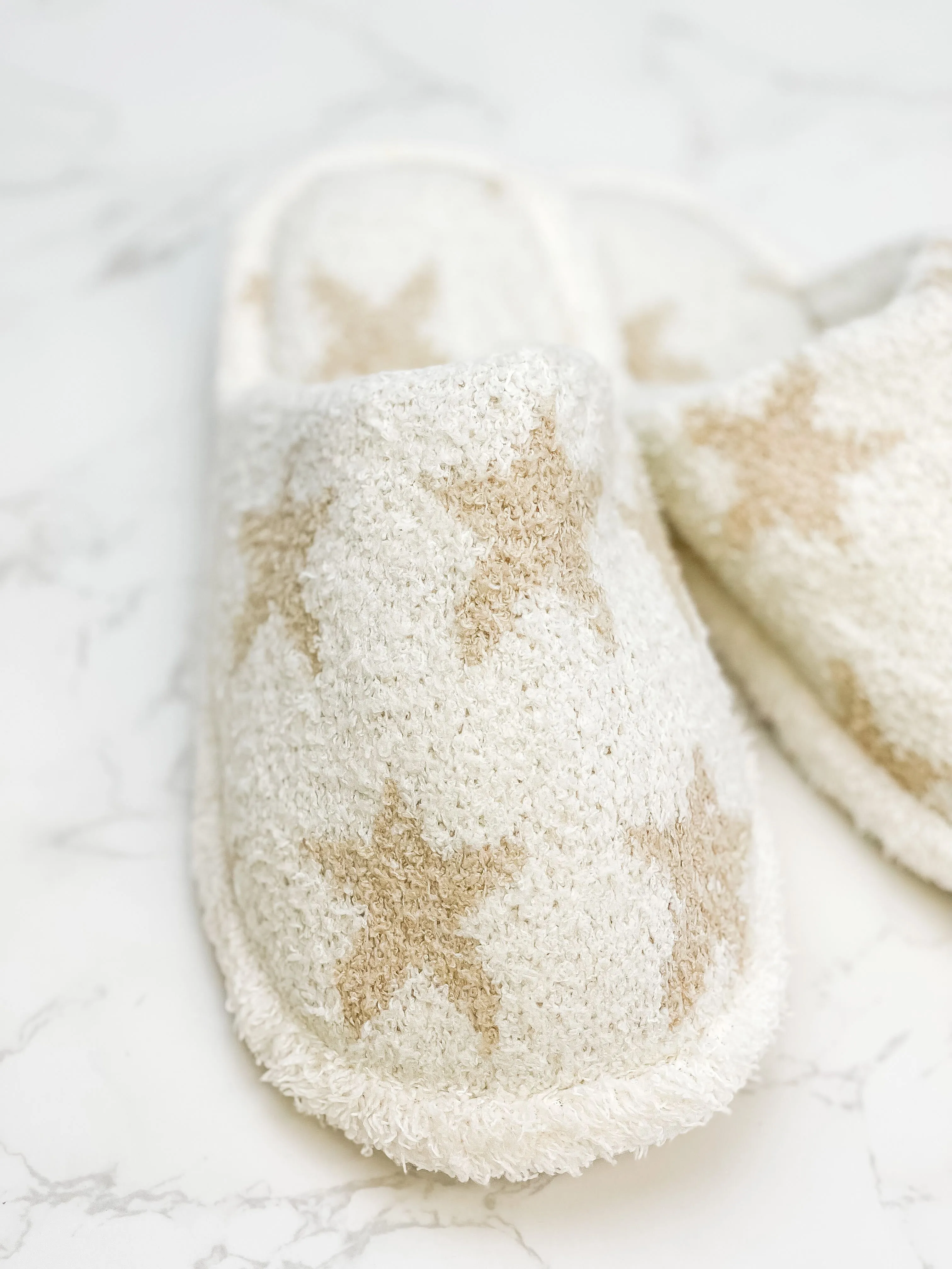 Star Fuzzy Slippers - Ivory