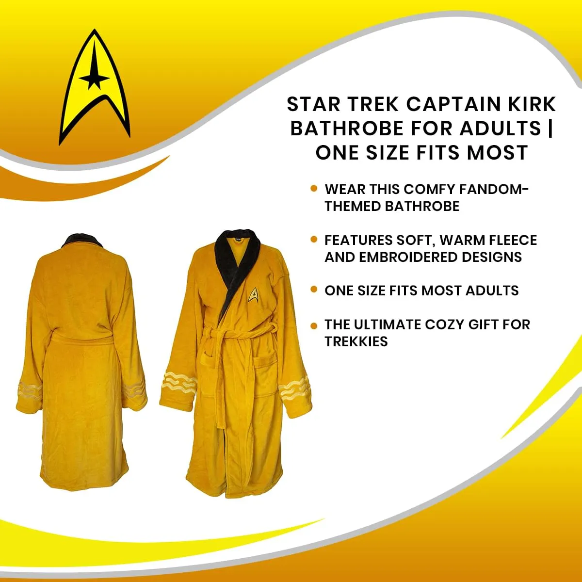 Star Trek Captain Kirk Bathrobe for Adults | One Size Fits Most