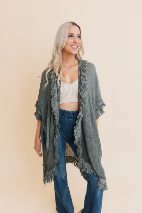 Sun Bleached Fringe Ruffle Kimono