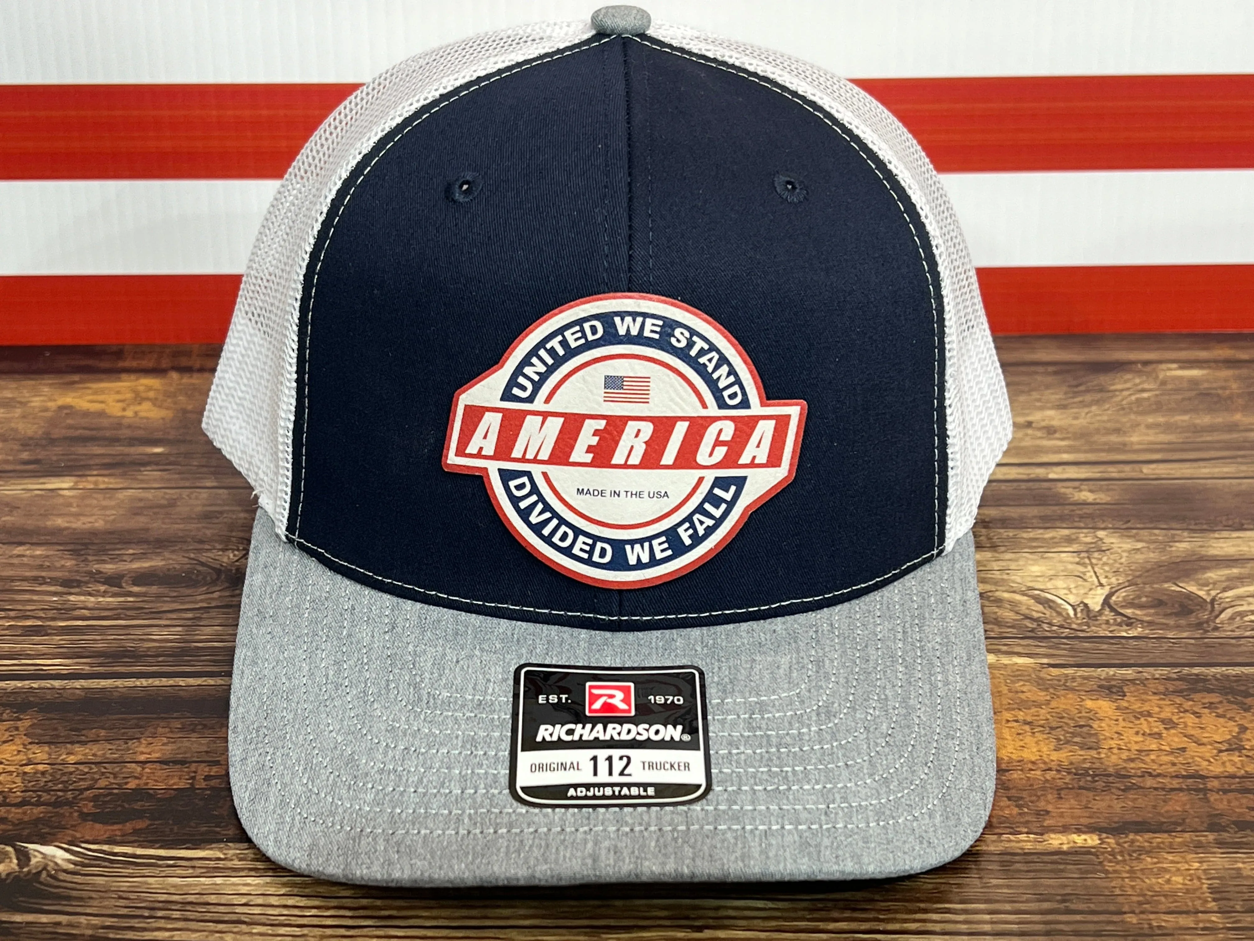 United We Stand Hat Patriotic Custom Hat with a Premium Leatherette Patch! USA Hat