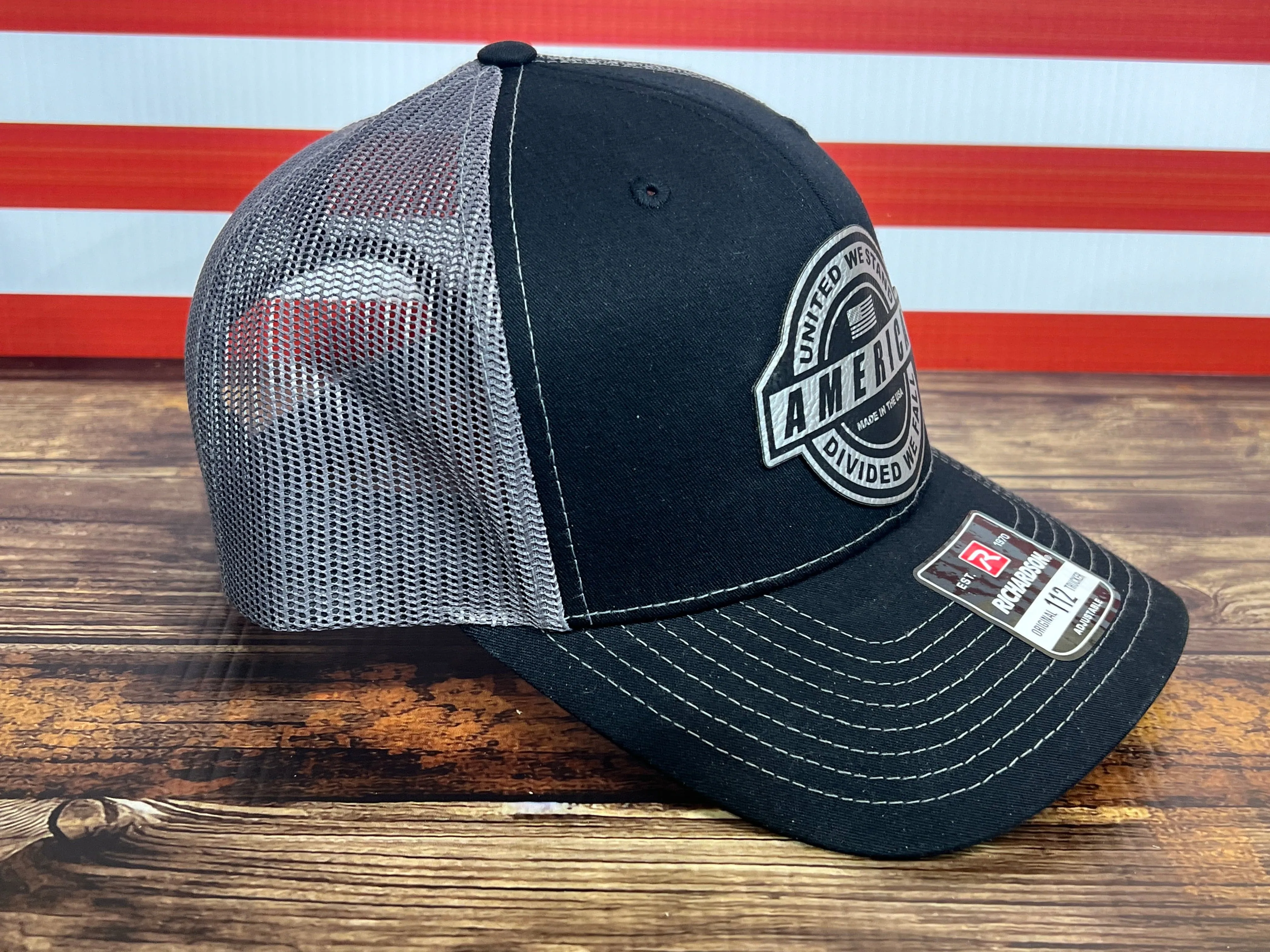 United We Stand Hat Patriotic Custom Hat with a Premium Leatherette Patch! USA Hat