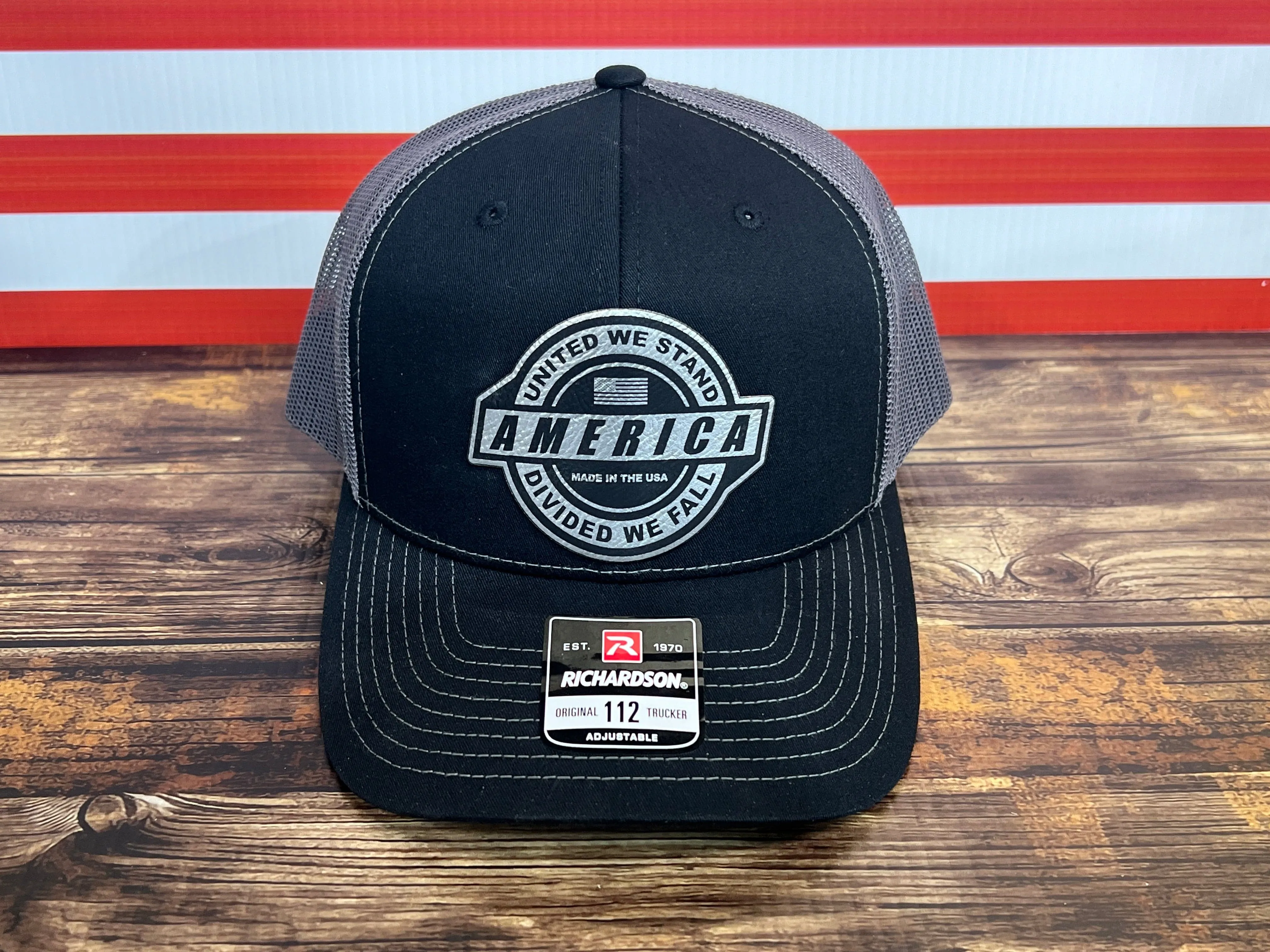 United We Stand Hat Patriotic Custom Hat with a Premium Leatherette Patch! USA Hat