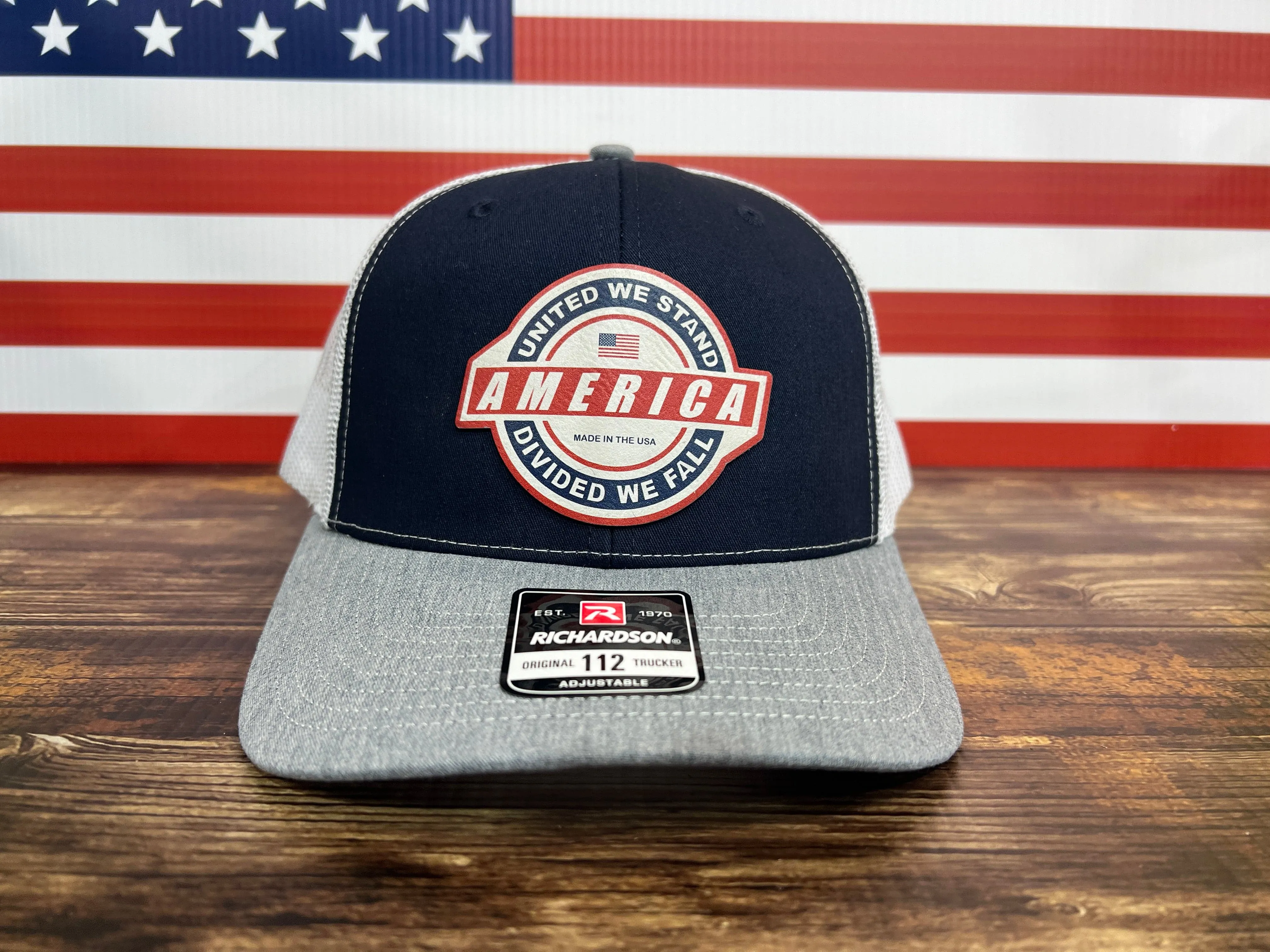 United We Stand Hat Patriotic Custom Hat with a Premium Leatherette Patch! USA Hat