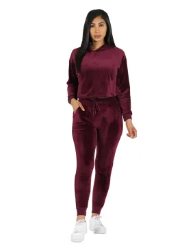 Velour Active Set Hoodie Crop Top and Jogger