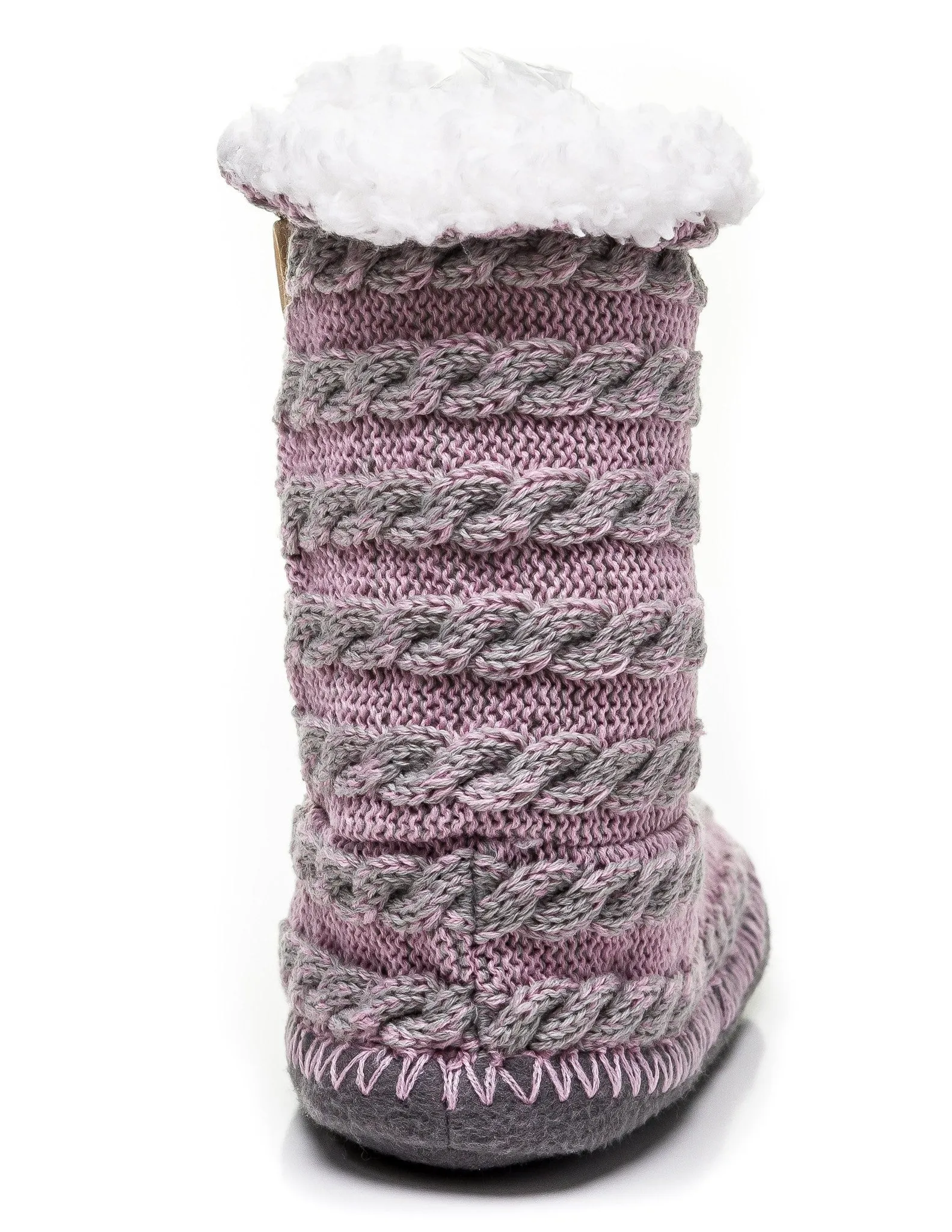 Women's Cable Knit Button Accent Indoor Boot Slippers