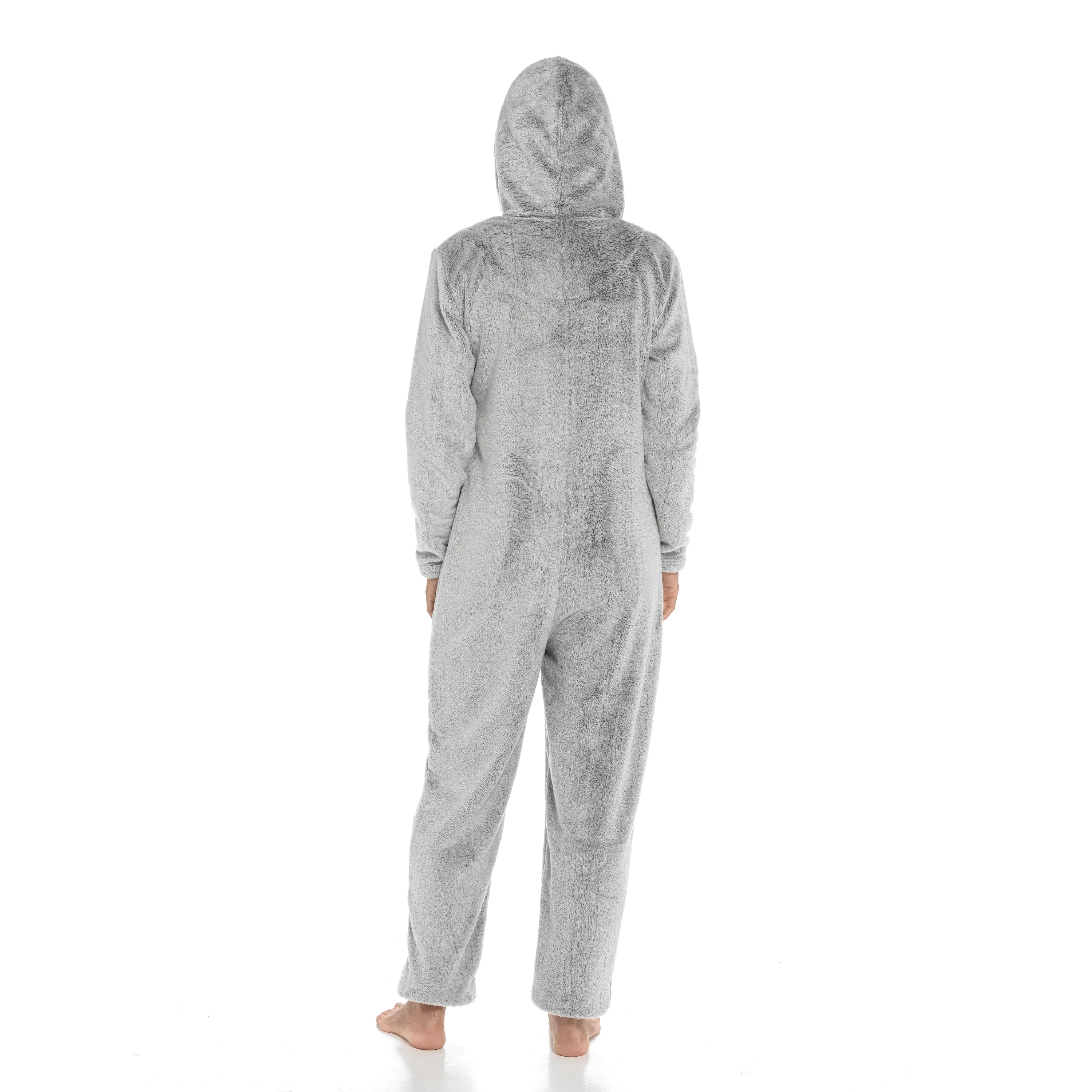 Women's Luxurious Shimmer Fleece Hooded Onesie with Zip Pockets and Pompoms Ultimate Comfort Sleepwear by Daisy Dreamer