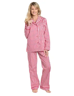 Womens Premium 100% Cotton Poplin Pajama Set with Ruffles