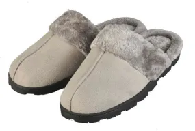 Womens Slippers Charcoal Fur Trim