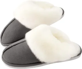 Women'S Slippers Fuzzy Warm Comfy Faux Fur Slip-On Fluffy Bedroom House Shoes Memory Foam Suede Cozy Plush Breathable Anti-Slip Indoor & Outdoor Winter