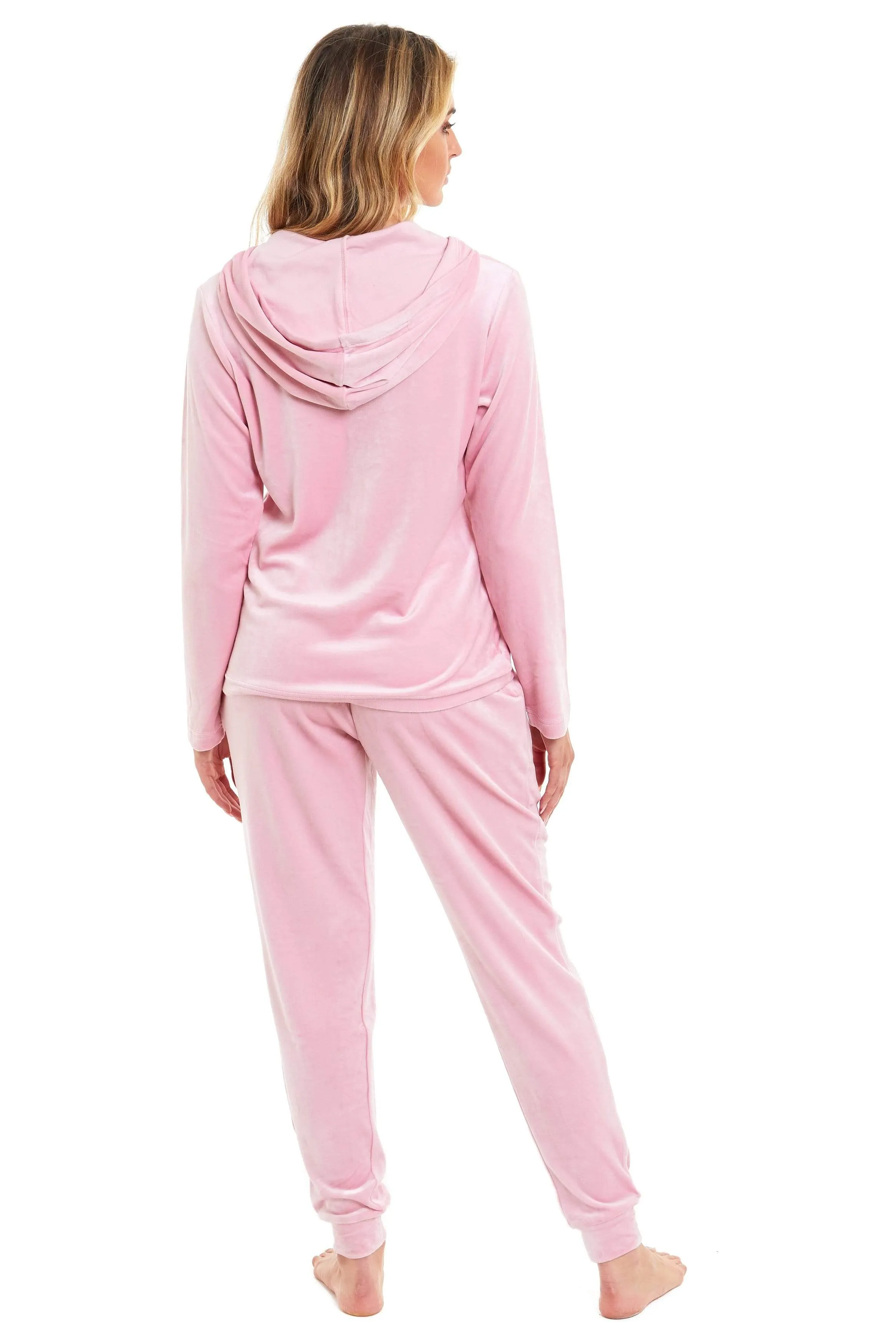 Women's Soft Touch Velour Hooded Pyjama Set Warm Stretchable Nightwear Perfect for Lounging Sleeping Sizes 8-22 by Daisy Dreamer